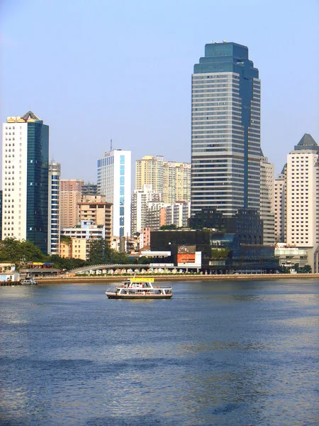 Vista Edificios Comerciales Largo Del Río Pearl Río Zhujiang Río — Foto de Stock