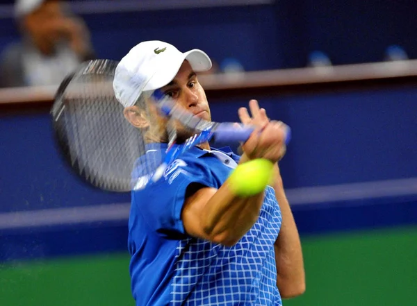 Andy Roddick Spojených Států Vrací Výstřel Proti Guillermo Garcia Lopez — Stock fotografie