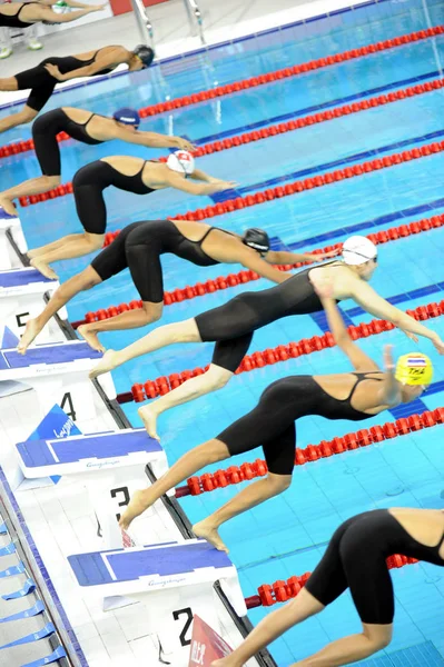 Nadadores Competem Final Revezamento Feminino 4X100M Livre Nos Jogos Asiáticos — Fotografia de Stock