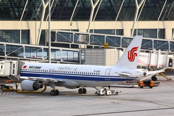 Вид Самолет Air China Международном Аэропорту Пудун Шанхае Китай Декабря — стоковое фото