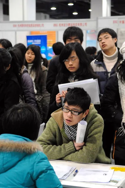 Chinesische Arbeitssuchende Drängen Sich Auf Einer Jobmesse Hangzhou Provinz Zhejiang — Stockfoto