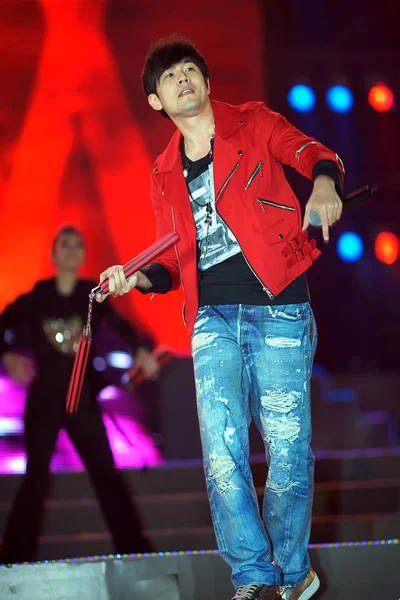 Jay Chou Tajvani Énekes Végez Egy Ázsiai Csillag Koncerten Huaian — Stock Fotó