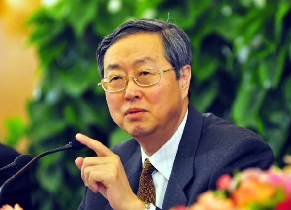 Zhou Xiaochuan Governor Peoples Bank China Pboc Answers Question Press — 스톡 사진