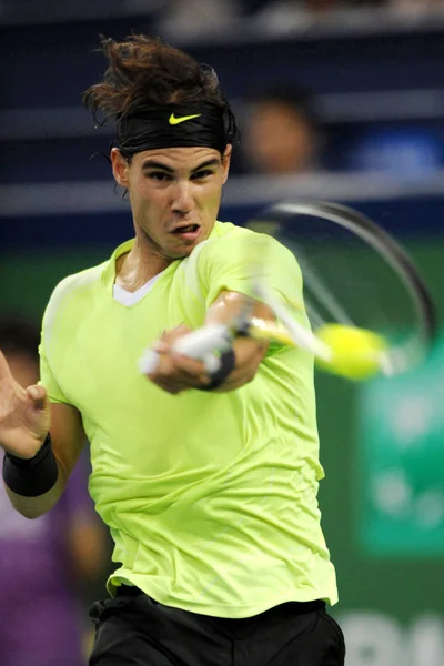 Rafael Nadal Aus Spanien Kehrt Ein Schuss Gegen Stanislas Wawrinka — Stockfoto