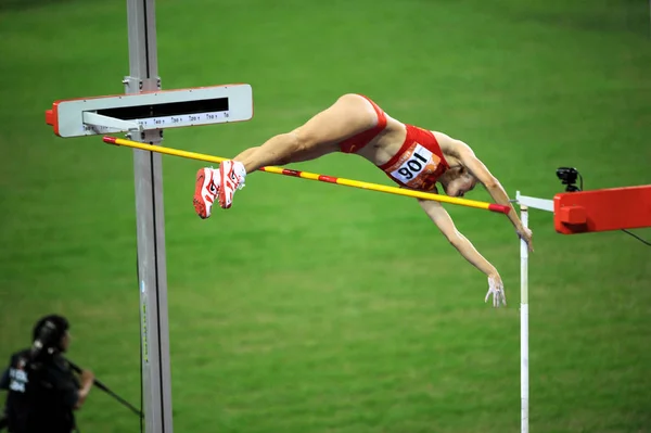 Chinas Caixia Konkuruje Finale Tyczka Damska Konkursie Lekkoatletyce Igrzyska Azjatyckie — Zdjęcie stockowe