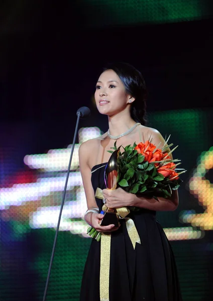 Actriz China Zhang Ziyi Habla Durante Una Ceremonia Entrega Premios — Foto de Stock