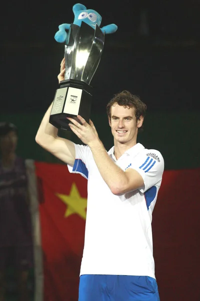 Andy Murray Storbritannien Håller Upp Champion Trophy Ceremoni Efter Att — Stockfoto