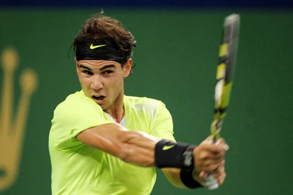 Rafael Nadal Espanha Retorna Tiro Contra Stanislas Wawrinka Suíça Segunda — Fotografia de Stock