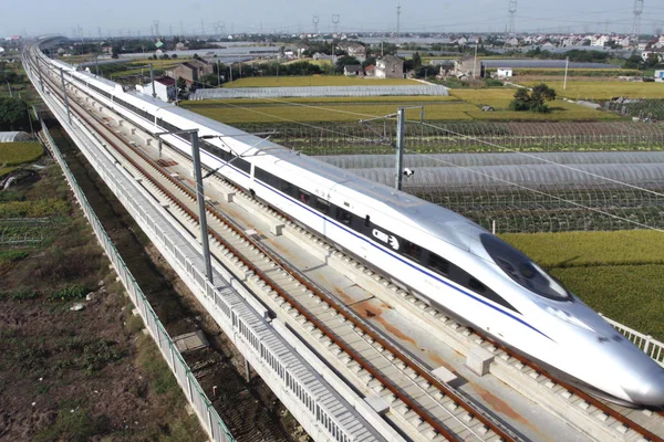 Crh China Railway High Speed 380A Pociąg Biegnie Shanghai Hangzhou — Zdjęcie stockowe