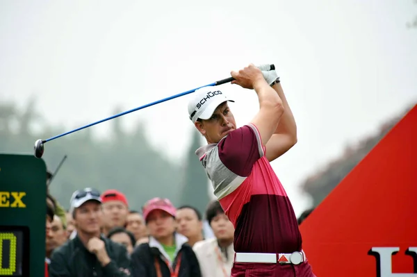 Svenska Golfaren Henrik Stenson Tee Finalrundan Hsbc Champions Golftävling Sheshan — Stockfoto