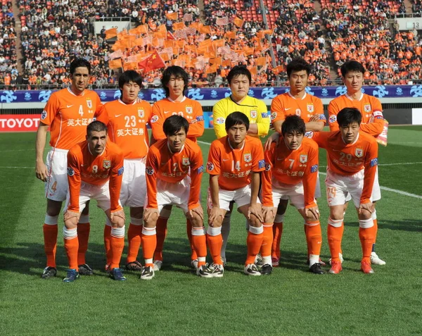 Soccer Players Chinas Shandong Luneng Pose Photos Competing