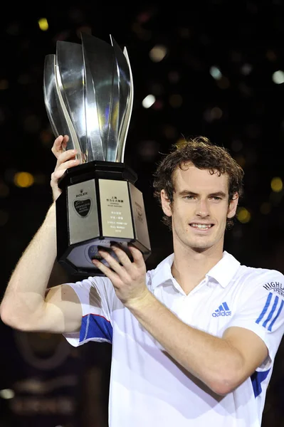 Andy Murray Gran Bretaña Sostiene Trofeo Campeón Durante Una Ceremonia — Foto de Stock