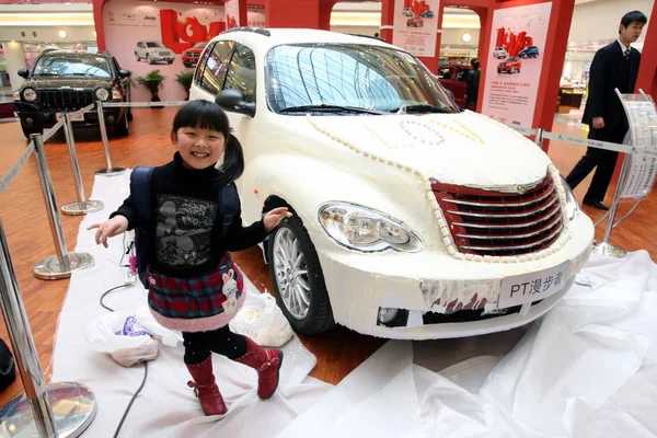 Chinese Kid Poses Chrysler Cruiser Decorated Strawberries Chocolate Hongqiao Parkson Royalty Free Stock Images