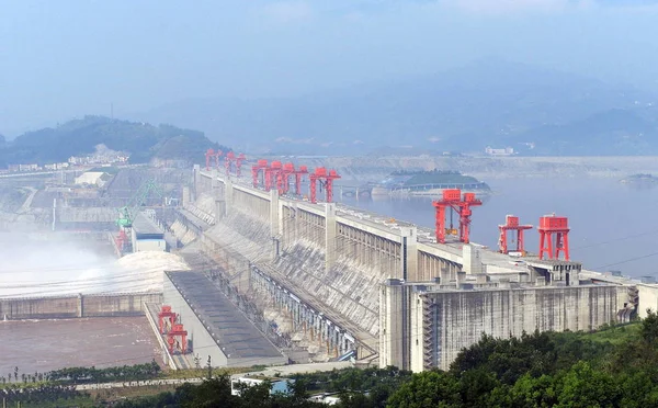 Vue Barrage Des Trois Gorges Yichang Province Centrale Chinas Hubei — Photo