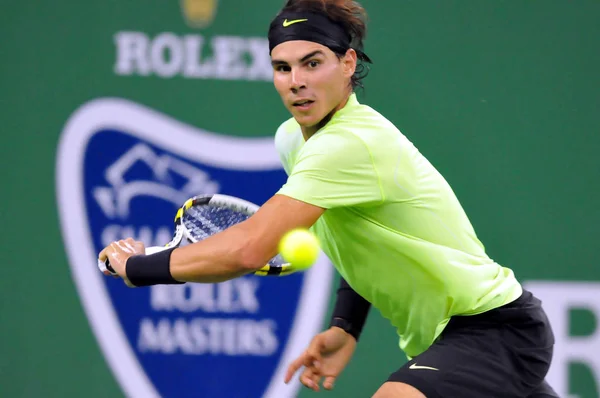 Rafael Nadal Aus Spanien Kehrt Ein Schuss Gegen Stanislas Wawrinka — Stockfoto