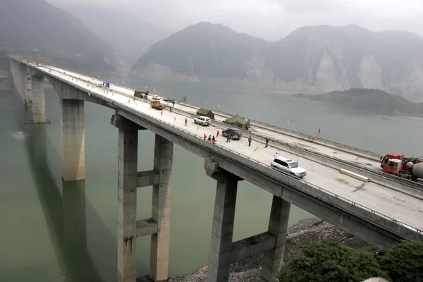 Nouveau Pont Baihua Détruit Par Tremblement Terre Mai Est Construction — Photo