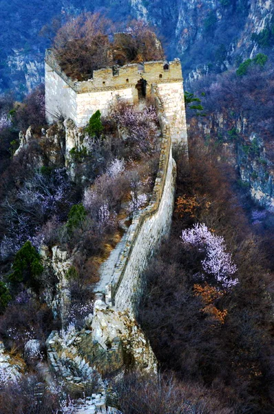 Över Jiankou Great Wall Huairou District Peking Kina April 2009 — Stockfoto