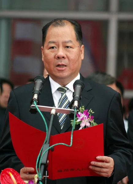 Fuzhou Burgemeester Zheng Songyan Spreekt Openingsceremonie Van 11E Cross Strait — Stockfoto