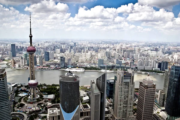 Pohled Shluky Kancelářských Budov Bytových Domů Šanghaji Čína Září 2010 — Stock fotografie