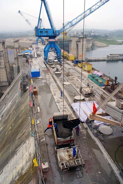 Vue Site Construction Projet Agrandissement Barrage Danjiangkou Pour Projet Dérivation — Photo