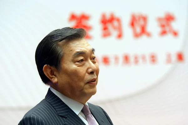 Wang Chih Kang Przewodniczący Taipei World Trade Center Mówi Ceremonii — Zdjęcie stockowe