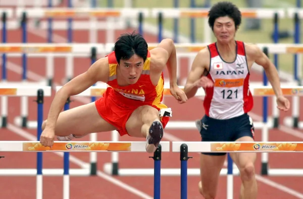 Chinas Liu Xiang Compete Durante 110M Obstáculos Masculinos Dos 4Os — Fotografia de Stock