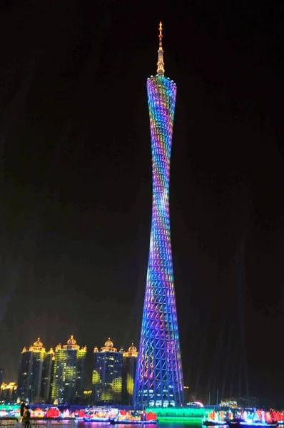 Torre Del Cantón Ilumina Durante Cuarto Ensayo Para Ceremonia Apertura — Foto de Stock