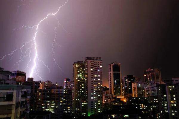 Raio Visto Céu Cidade Haikou Sul Província Chinas Hainan Terça — Fotografia de Stock