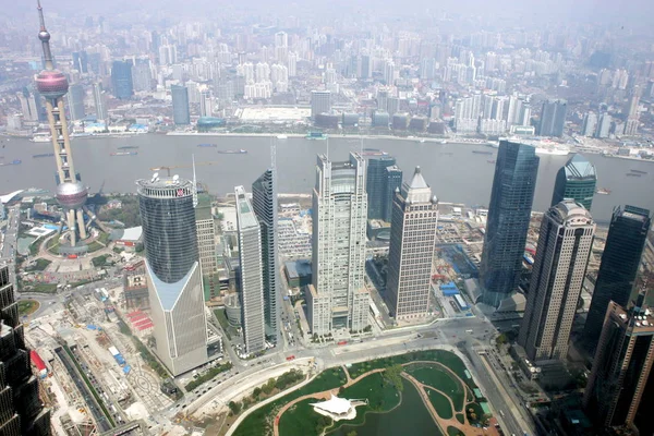 Cityscape Puxi Arka Plan Huangpu Nehri Doğu Pearl Tower Diğer — Stok fotoğraf