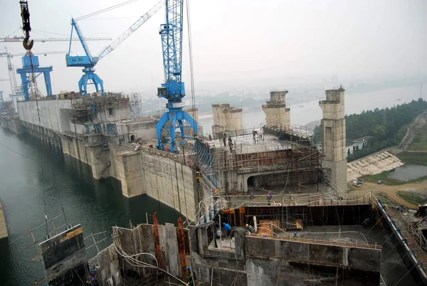 Widok Budowy Projektu Danjiangkou Dam Extension Project Dla Projektu Przekierowania — Zdjęcie stockowe