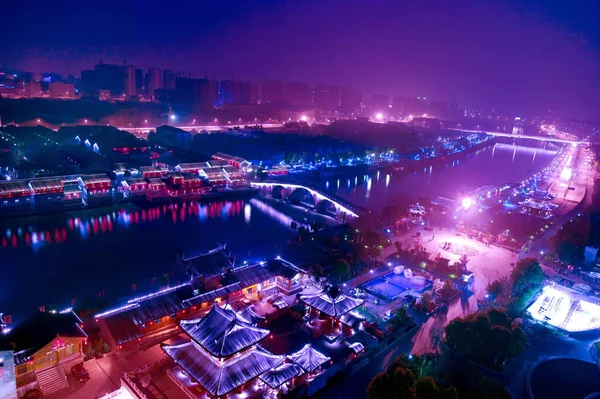 Vista Noturna Grande Canal Cidade Hangzhou Leste Província Chinas Zhejiang — Fotografia de Stock