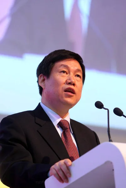 中国农业银行行长张云在2009年5月11日在中国北京举行的2009年亚洲银行家峰会上发表讲话 — 图库照片