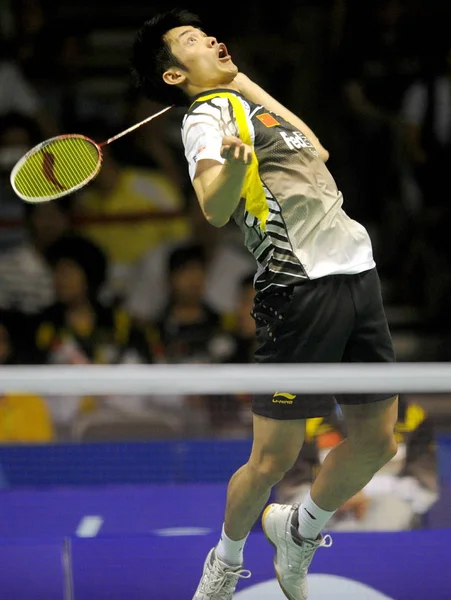 Chinas Lin Dan Compite Contra Andrew Smith Inglaterra Sin Ser — Foto de Stock