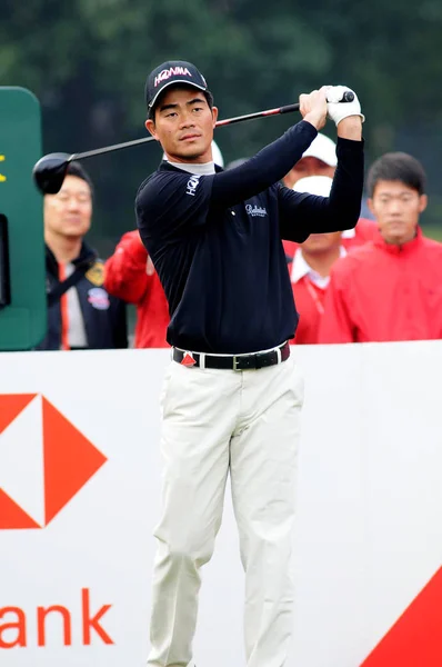 Golfista Chinês Liang Wenchong Joga Tiro Durante Evento Pro Hsbc — Fotografia de Stock