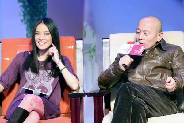 Taiwanees Actrice Shu Links Chinese Acteur Worden Gezien Tijdens Een — Stockfoto