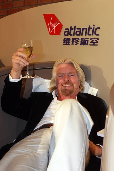 Richard Branson Předseda Virgin Group Představuje Během Výročí Virgin Atlantic — Stock fotografie