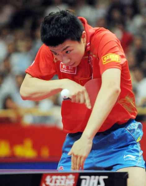 Chinas Long Compite Contra Compañero Equipo Wang Hao Final Del — Foto de Stock