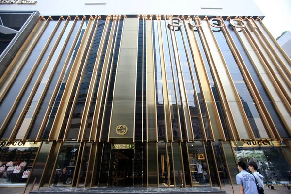 Vista Exterior Recién Inaugurada Tienda Insignia Gucci Shanghai China Sábado — Foto de Stock