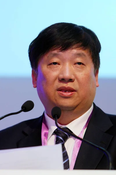 Председатель Шанхайского Банка Развития Пудун Цзи Сяохуэй Выступил Саммите Азиатских — стоковое фото
