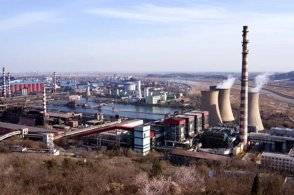 Widok Stalowej Fabryki Shougang Group Obrzeżach Pekinu Chiny Marca 2009 — Zdjęcie stockowe