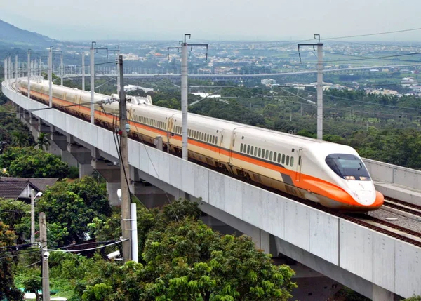 Tajvan Nagysebességű Vasúti Vonat Vizsgálat Fut Changhua Megye Tajvan Május — Stock Fotó