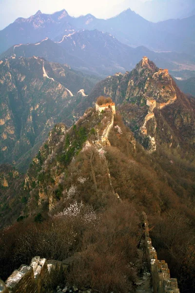 Uitzicht Jiankou Great Wall Huairou District Peking China April 2009 — Stockfoto