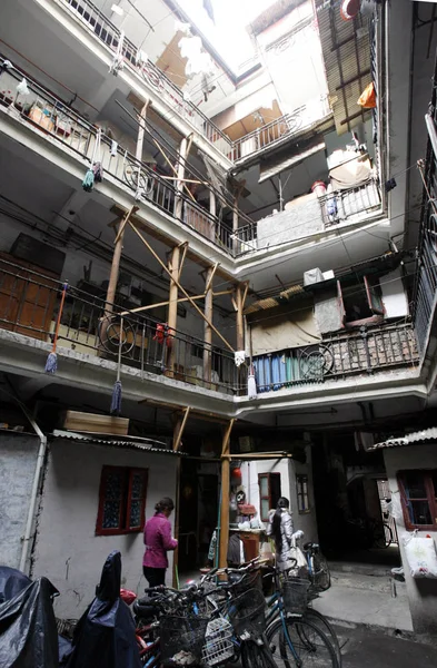 100 Yıllık Gangsi Binası Görünümü Şanghay Bund Yakınlarında Yenilenecek Çin — Stok fotoğraf