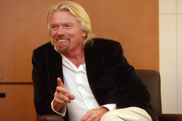 Richard Branson Presidente Virgin Group Visto Durante Uma Entrevista Xangai — Fotografia de Stock