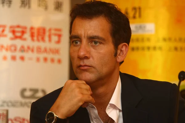 Actor Británico Clive Owen Visto Una Conferencia Prensa Después Proyección — Foto de Stock