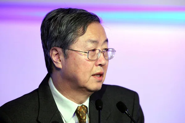 Zhou Siao Guvernér Čínské Lidové Banky Hovoří Výročním Konferenci Caijing — Stock fotografie