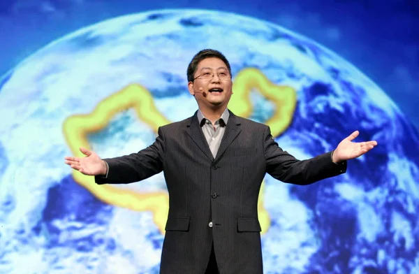 Xia Wiceprezes Lenovo Dyrektor Generalny Lenovo China Przemawia Konferencji Prasowej — Zdjęcie stockowe