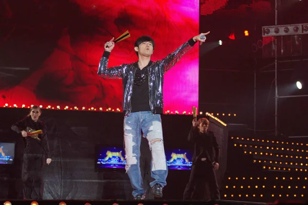 Тайванська Співак Актор Джей Чоу Виконує Концерт Шеньчжень Супутникове Телебачення — стокове фото
