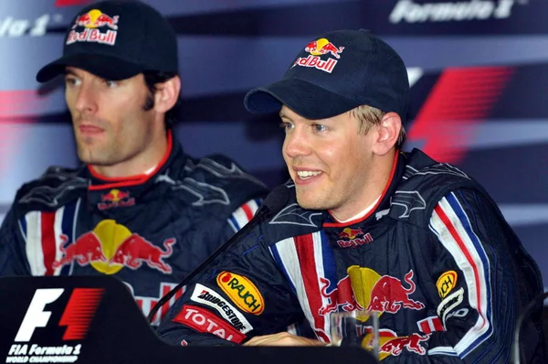 Der Deutsche Pilot Sebastian Vettel Und Der Australische Red Bull — Stockfoto