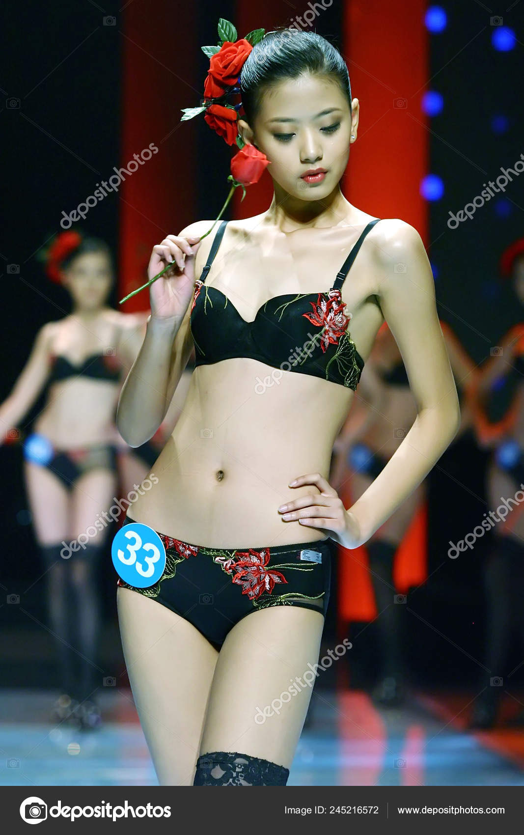 Model Displays Underware Rose Hand 2006 China Underwear Models Contest –  Stock Editorial Photo © ChinaImages #245216572